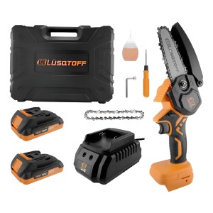 Mini Motosierra Con 2 Baterias Cargador Cadenas 18v Lusqtoff