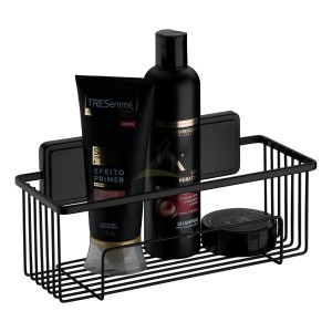 Porta Shampu Bañomultiuso Acero Negroc/autoadhesivo Future Porta Champú