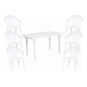 Juego De Jardin Patio Mesa Mas 6 Sillas Blanco Plástico Pvc