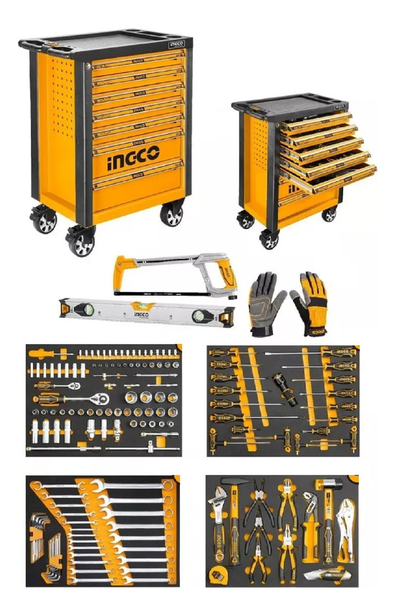 Set De 162 Herramientas + Gabinete Ingco Htcs271621 - Tyt