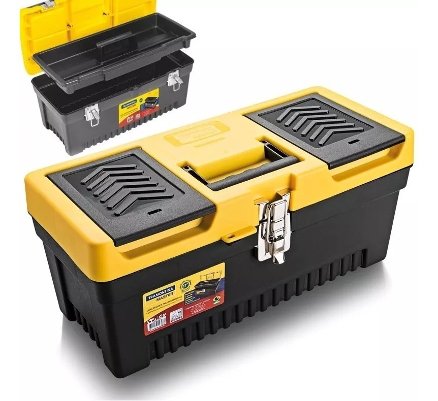 Caja De Herramientas Tramontina 43803020 De Plástico 24cm X 50.8cm X 24cm Negra Y Amarilla - Imagen 2