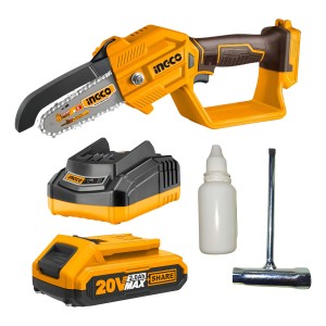 Mini Motosierra 5 Incluye Bateria 2ah Y Cargador Ingco Color Amarillo
