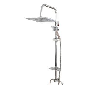 Barral Columna Ducha Acero Inox. Roseta Y Teléfono Rectangul