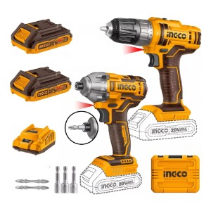 Set Llave De Impacto Y Atornillador 20v Ingco Cosli230702 Color Naranja