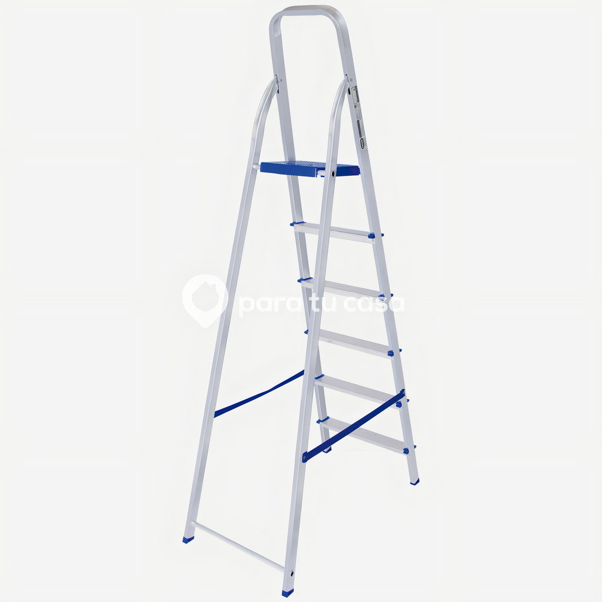 Escalera De Aluminio Tijera 6 Escalones Mor Plegable 5104 Base Antideslizante, Traba De Seguridad. Ultimo Escalon Como Plataforma Y Soporte De Aluminio Para Sujetarse - Imagen 11