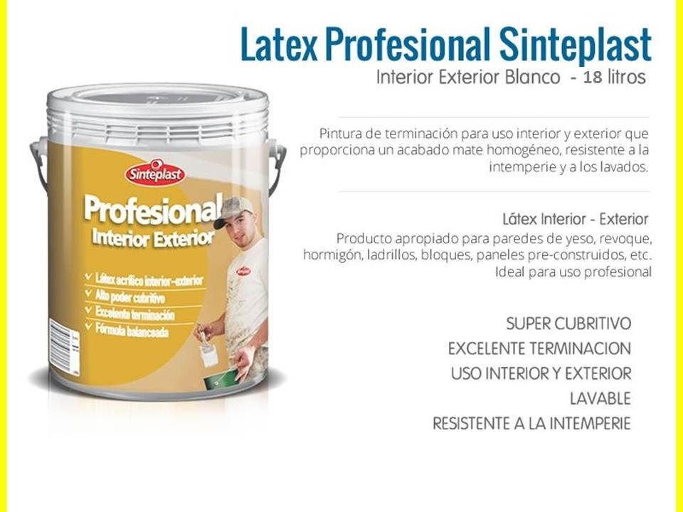 Profesional Int- Ext Pintura Latex 4 Lt Sinteplast Blanco - Imagen 2
