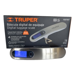 Balanza Bascula Electronica Para Equipaje Hasta 50kg Truper Capacidad Máxima 50 G Color Plateado