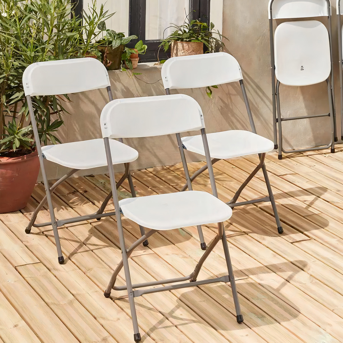 Silla Plegable Plástico Blanca Kingshouse Jardín Reforzada Antideslizante Blanco - Imagen 4