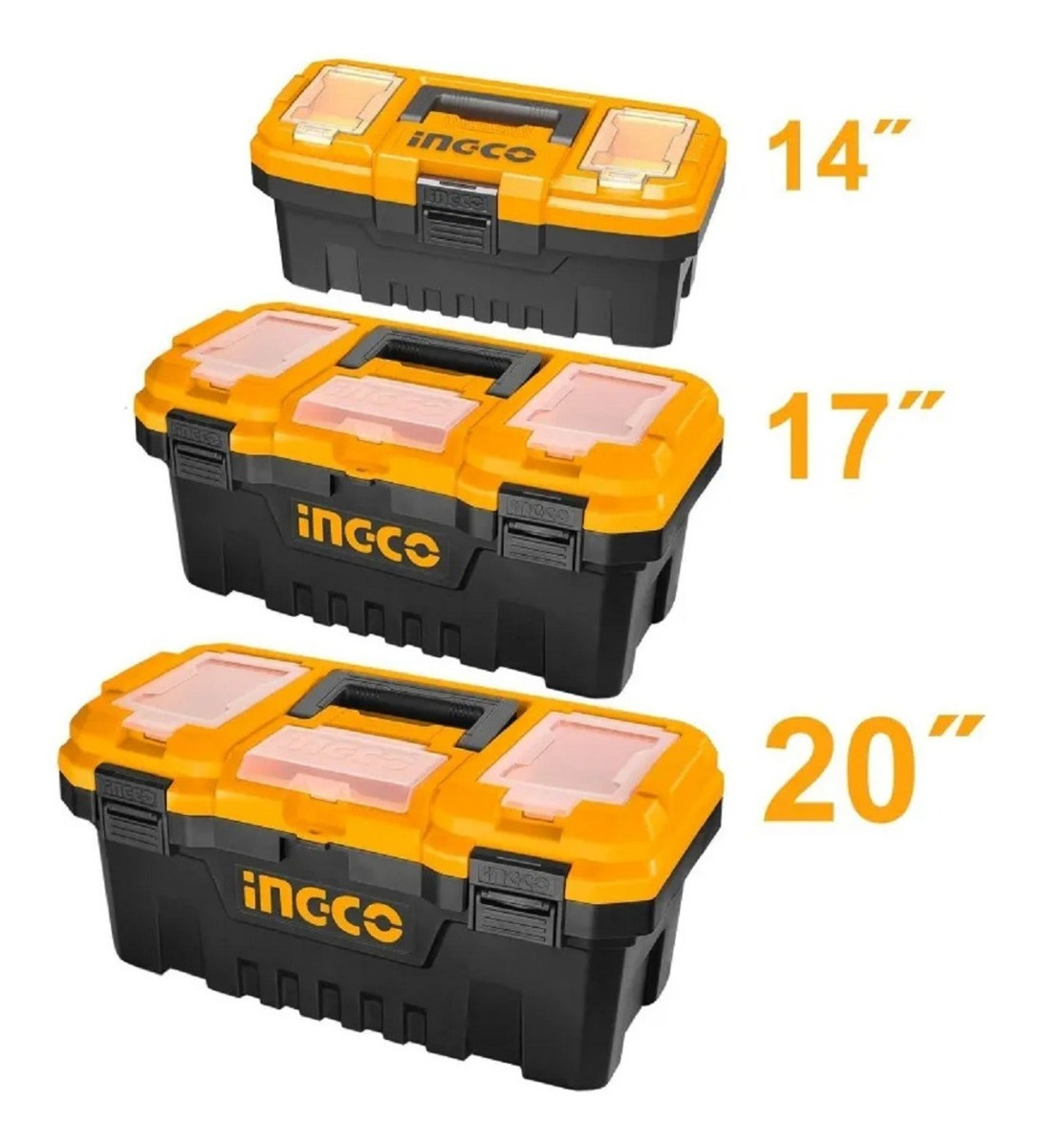 Kit 3 Cajas Valijas Herramientas 14 17 20 Broche Plast Ingco