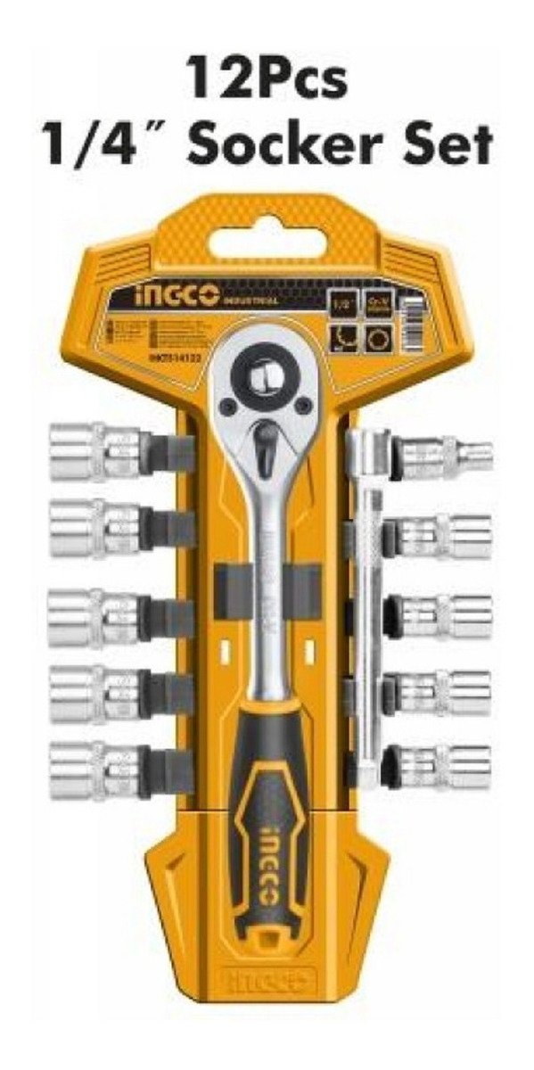 Juego 12 Pza 10 Dados Tubo Llave Crique 1/4 Ingco Hkts14122 - Imagen 2