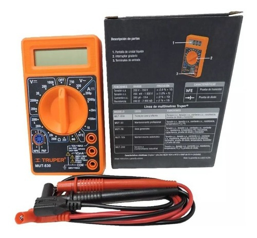 Tester Multimetro Digital Truper Mut-830 Diodo Transistor - Imagen 6