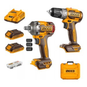 Kit Llave Impacto 400nm + Atornillador + Potencia C 2bat + Malt Color Naranja Claro 20 V