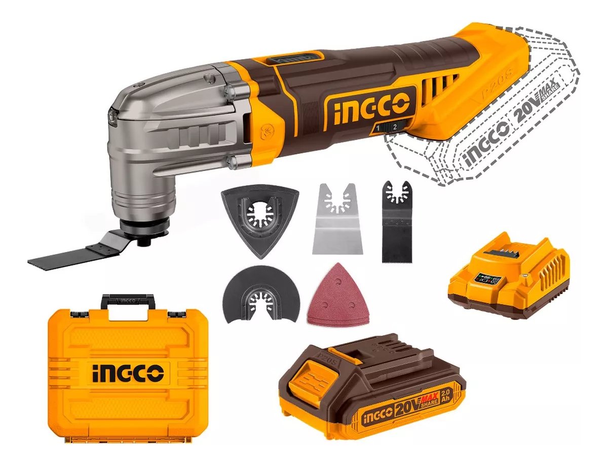 Sierra Multifunción Oscilante 20v Ingco, Batería Y Cargador