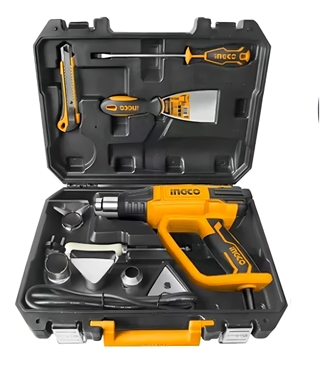 Pistola De Calor En Valija Pro 3 Niveles De Temp Ingco 2000w Amarillo