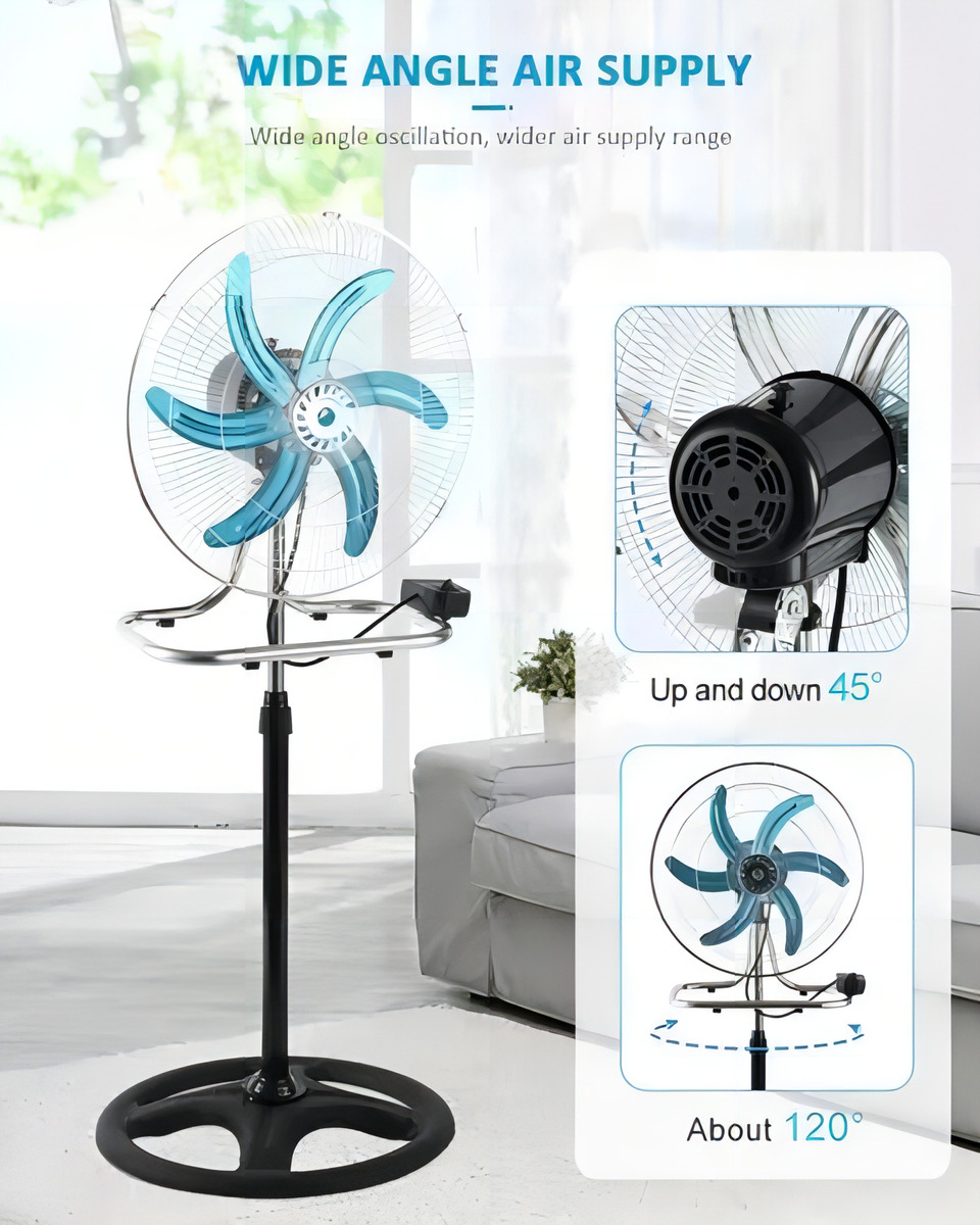 Pack X2 Ventilador De Pie Base 5 Aspas Ajustable 120 Grados - Imagen 5