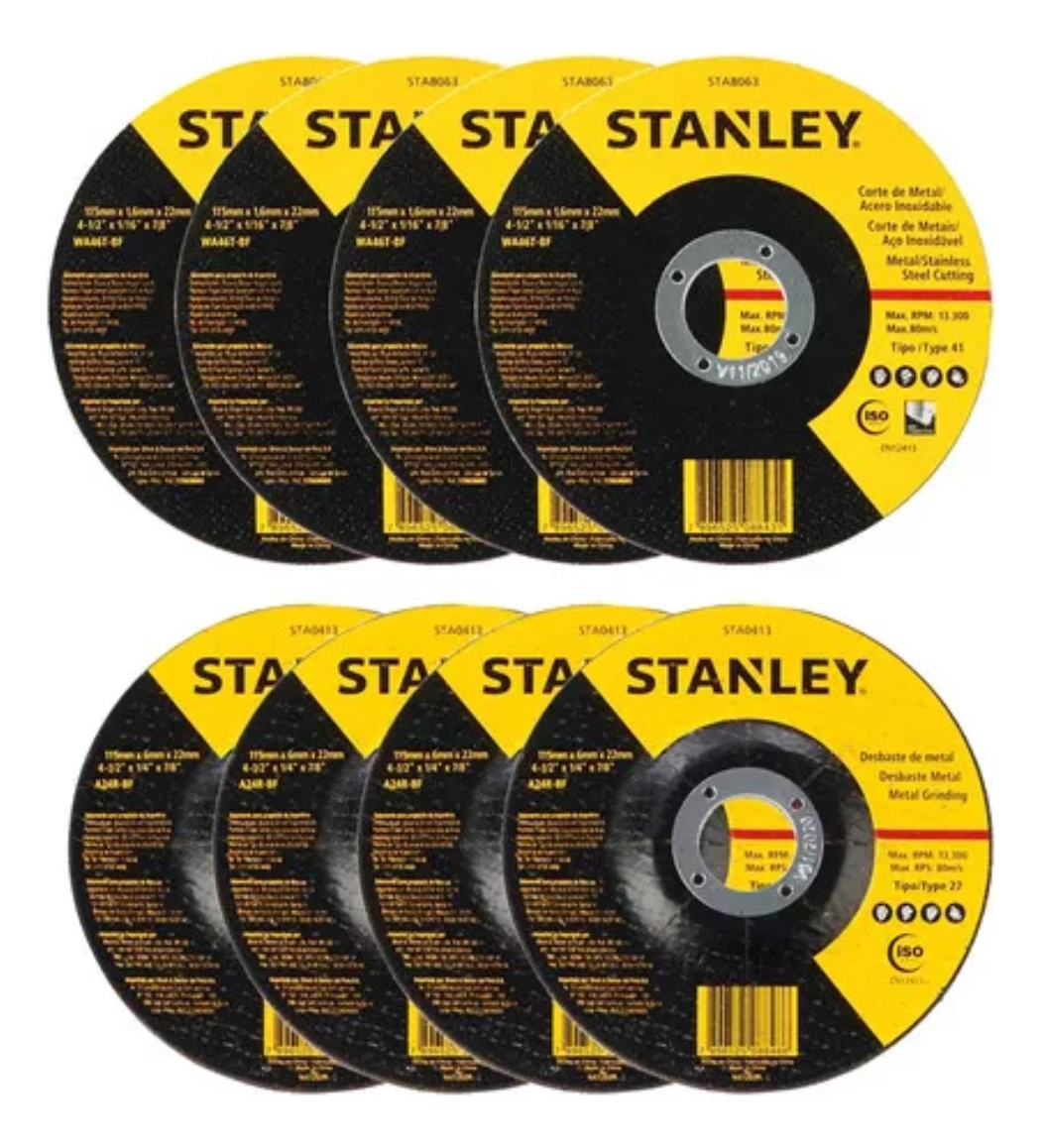 Kit Amoladora+ 10 Discos Stanley Sg7115v10b2c Corte-desbaste Color Amarillo - Imagen 5