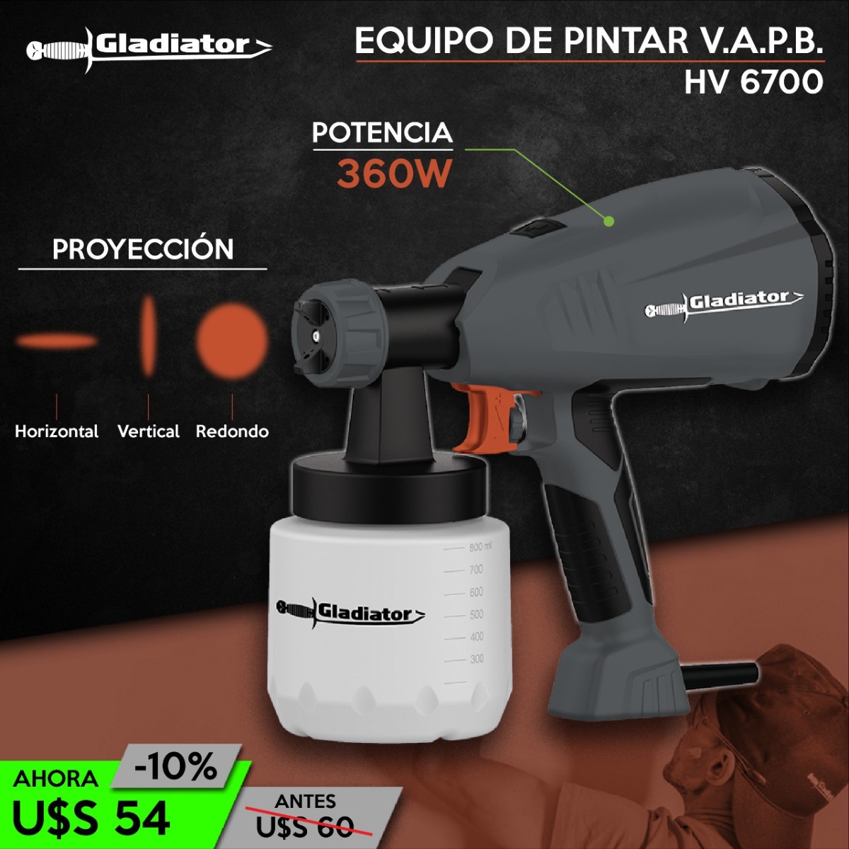 Equipo Pistola Pintar Gladiator Hv6700 Compres Oferta - Tyt - Imagen 2