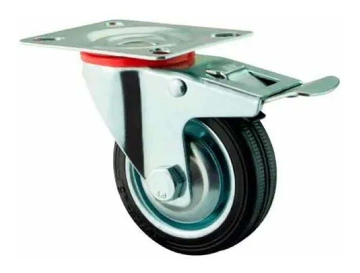 Rueda Giratoria De Goma Con Freno 75 Mm - Tyt