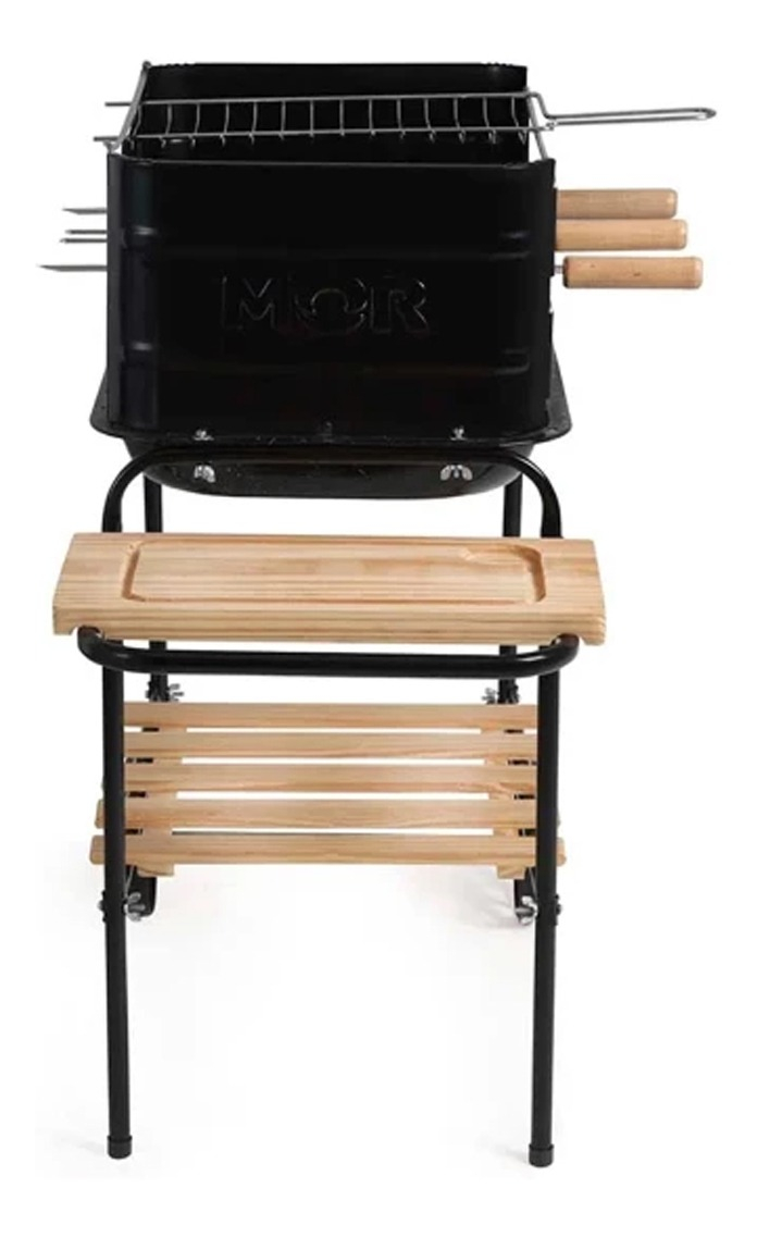 Mor Parrilla Móvil Califórnia 82cm De Ancho 75cm De Alto 38.5cm De Profundidad Negra Negro - Imagen 5