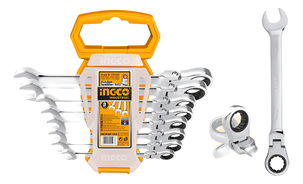Juego De 8 Llaves C Crique Flexible Combinadas Ingco Hkspar1