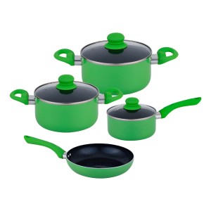 Batería Cocina Cuori Verde 7 Pcs En Acero Con Antiadherente