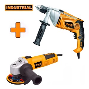 Kit Combinado Ingco Taladro Percutor 1100w Amoladora 950w
