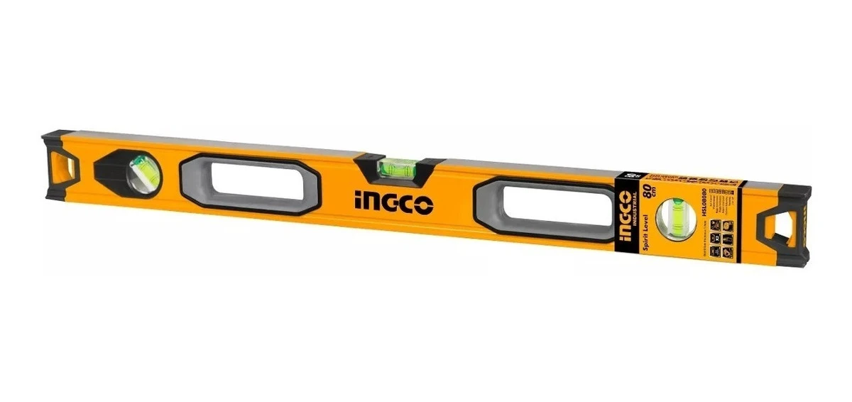 Nivel Aluminio Industrial Ingco 80cm Amarillo Hsl08080 - Tyt
