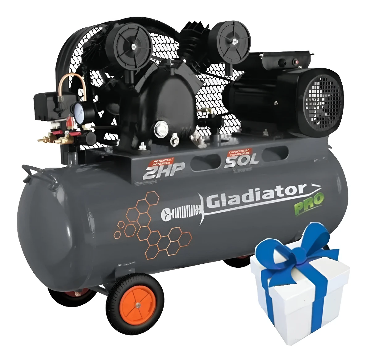 Compresor Gladiator Pro 2hp 50l 8bar Ce750/220/50 -