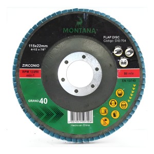 Disco Flap Zirconio Montana 4'' 115 - Grano 40 - 5 Unidades