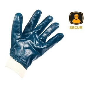 Guante Nitrilo Azul Oscuro Secur Antideslizante Puño Lona Poliuretano