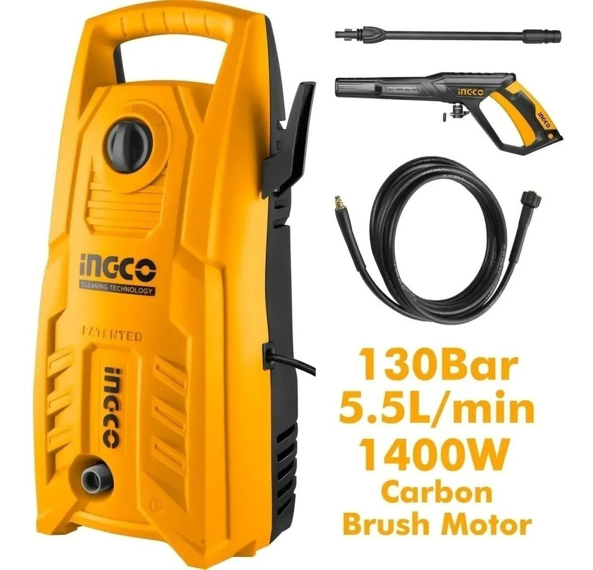 Hidrolavadora Eléctrica Ingco Hpwr14008 Naranja De 1400w Con 130bar De Presión Máxima 110v - 60hz - Imagen 3