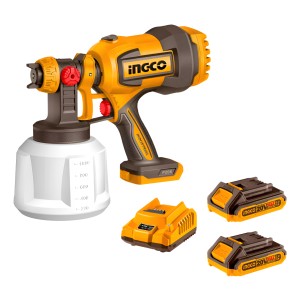 Pistola De Pintura 20v Accesorios Con 2 Bateria Y Carg Ingco