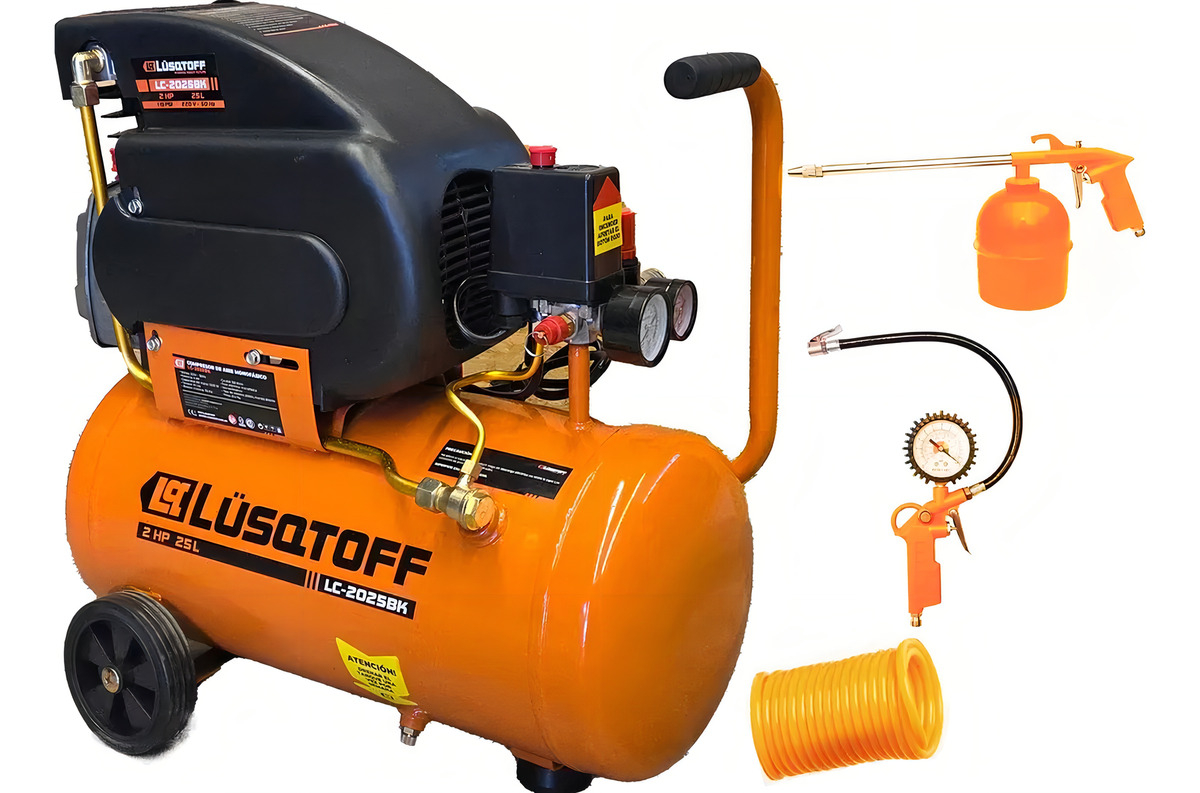 Compresor De Aire Eléctrico Portátil Lüsqtoff Lc-2025bk 25l 2hp Naranja 50 Hz - Imagen 2