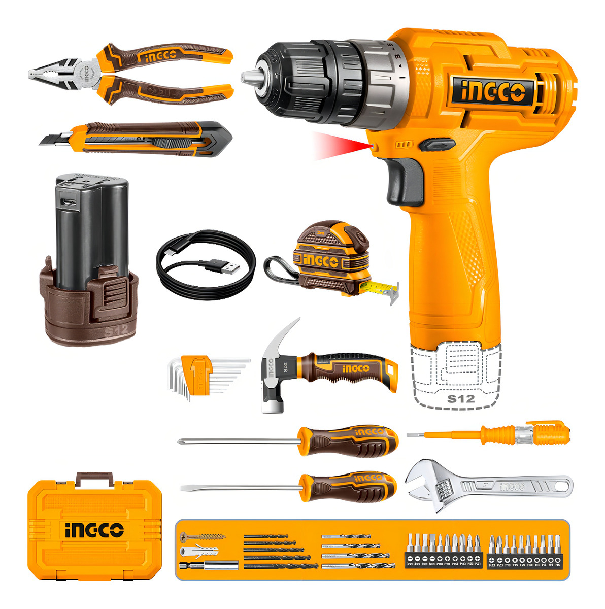 Kit Atornillador A Bateria Ingco + 89 Accesorios Hkthp10891