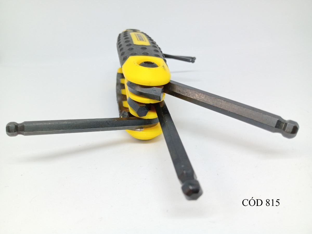 Juego De 9 Llaves Allen Hexagonales Plegables Metricas Cross - Imagen 4