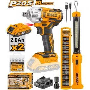 Kit Herramientas Ingco COSLI23011 con Llave de Impacto 20V y Linterna Recargable