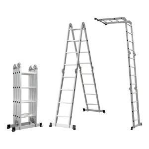 Escalera De Aluminio Multifuncion Trepor Am0116d Andamio De 16 Escalones Plateado