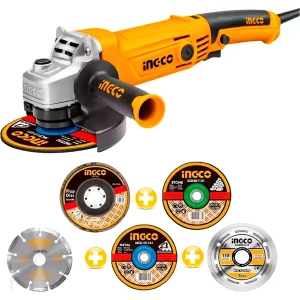 Kit Amoladora Angular Ingco 115-125mm 1010w + 5 Discos - Tyt