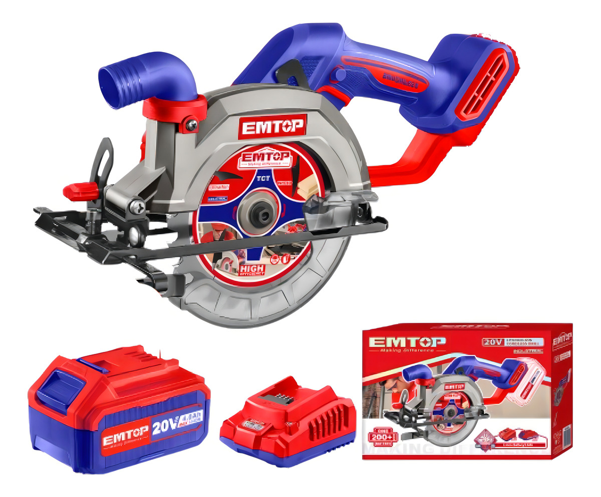 Sierra Circular Inalambrica Emtop Color Azul Frecuencia 50hz 60hz