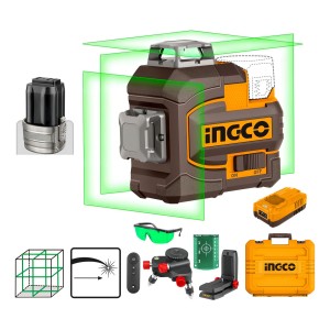 Nivel Laser 360 3d Verde + Bateria 35mts Ingco Hll301201 *ub