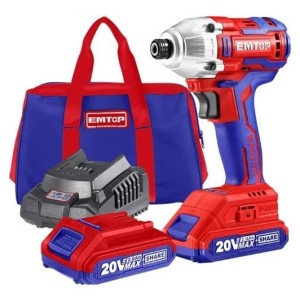 Destornillador Inalámbrico Emtop De Impacto Brushless Rojo Azul 6.35mm Rojo Y Azul