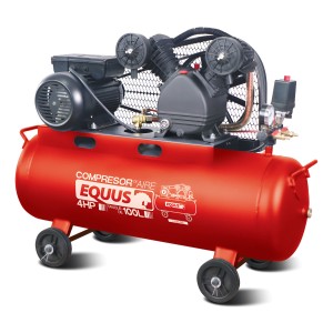 Compresor 4hp Equus 100 Lts A Correa Rojo Monofásica