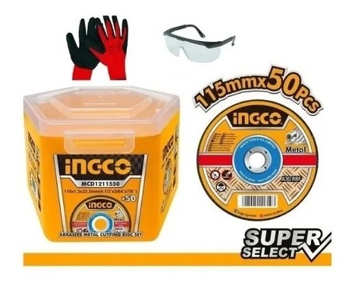 Pack 50 Discos De Corte Metal 4 1/2x1.2mm Ingco Super Select - Imagen 2