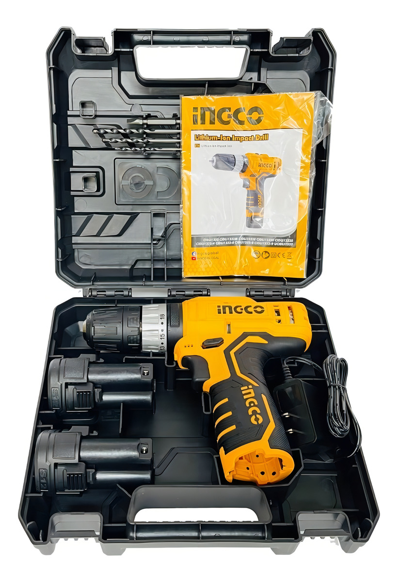 Taladro Impacto Percutor Inalámbrico 12v 2 Baterías Y Brocas - Imagen 2