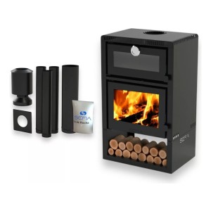 Calefactor Premium A Leña C/horno 150m2 + Kit