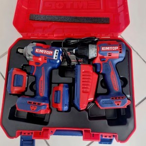 Atornillador 52nm Y Llave De Impacto 400nm 20v Emtop + 2 Bat Azul/rojo 50 Hz