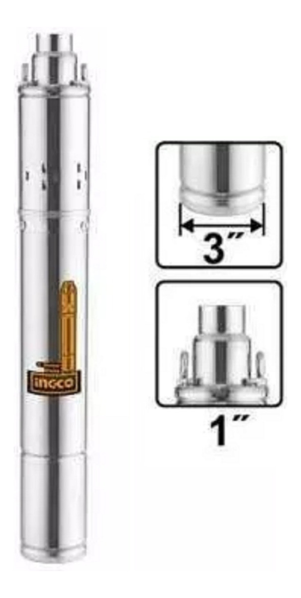 Bomba Sumergible Tipo Gusano 750w Ingco 75mm Diametro 1hp