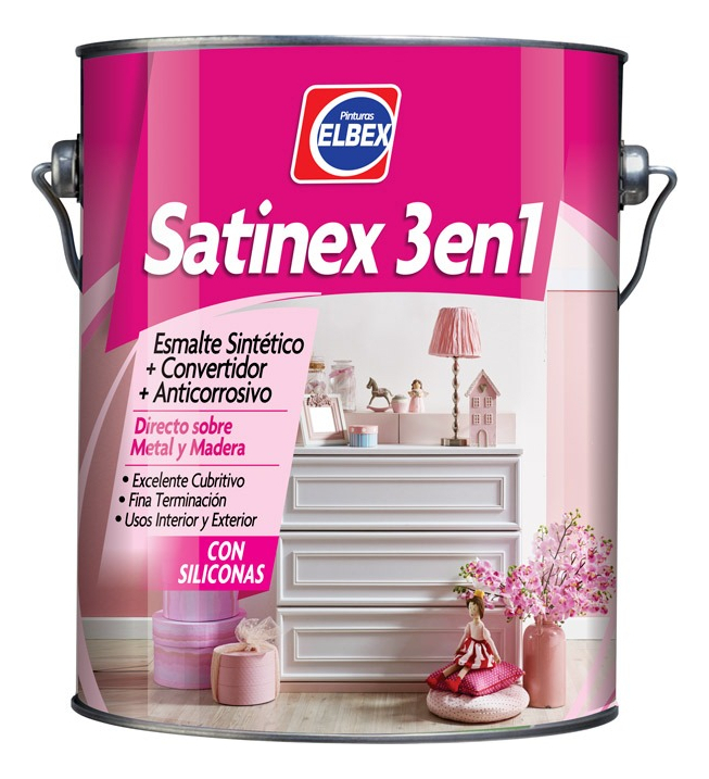 Satinex 3 En 1 Esmalte Sintético 1 Lts Acabado Satinado Color Blanco