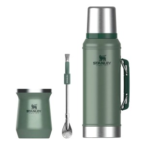 Combo Stanley Clásico, Termo Classic 940ml + Mate Acero Inox. 230ml + Bombilla - Verde Hammertone