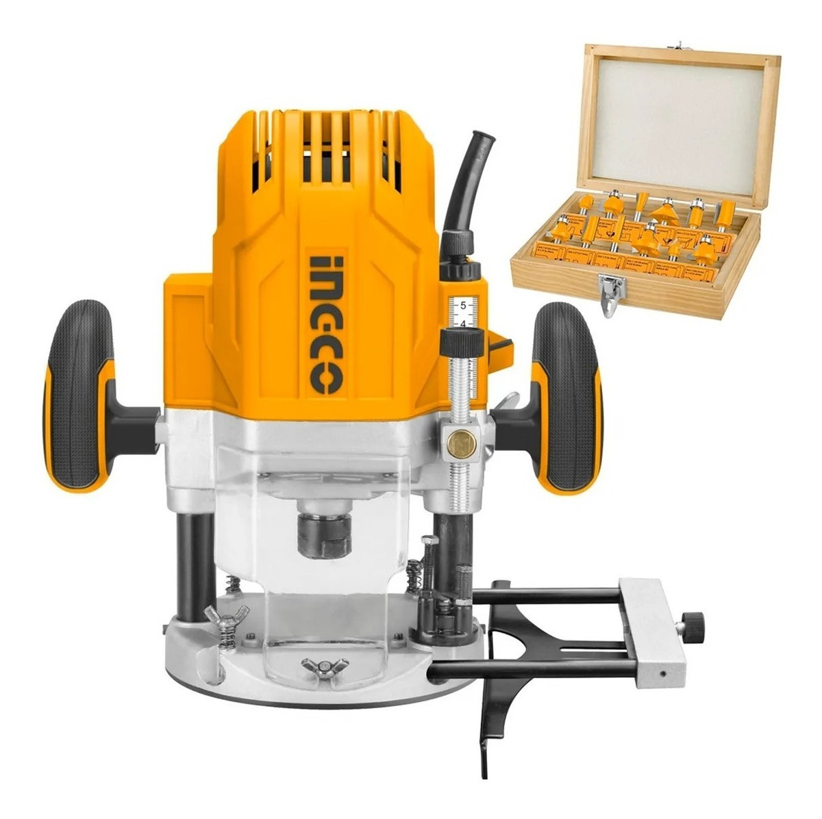 Router Fresadora 1600w Rt160028 Ingco + Kit 12 Frezas